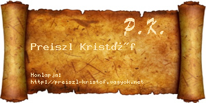 Preiszl Kristóf névjegykártya